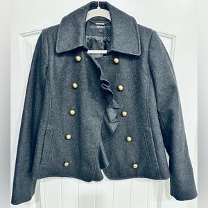 EUC DKNY wool ruffle coat - size 4